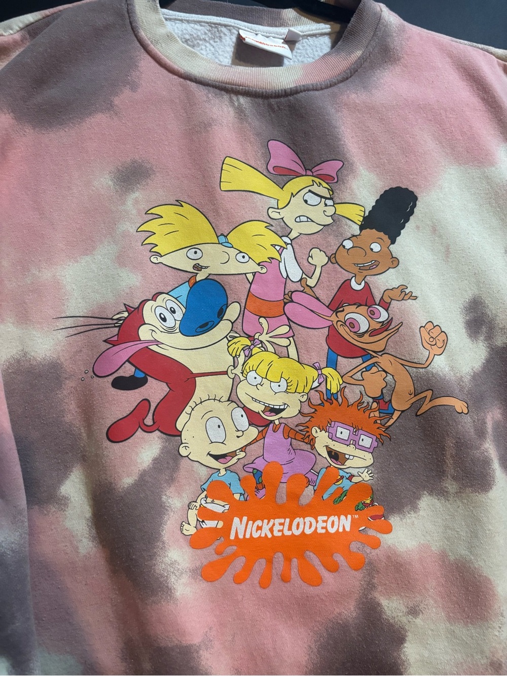 Nickelodeon Tie-Dye Pink Graphic Kids Sweatshirt - Medium